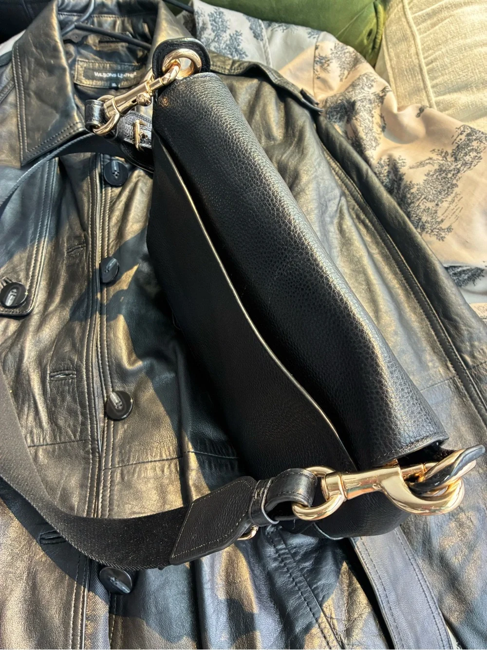 Coach Black Pebbled Leather Messenger Crossbody Bag with Embossed Logo